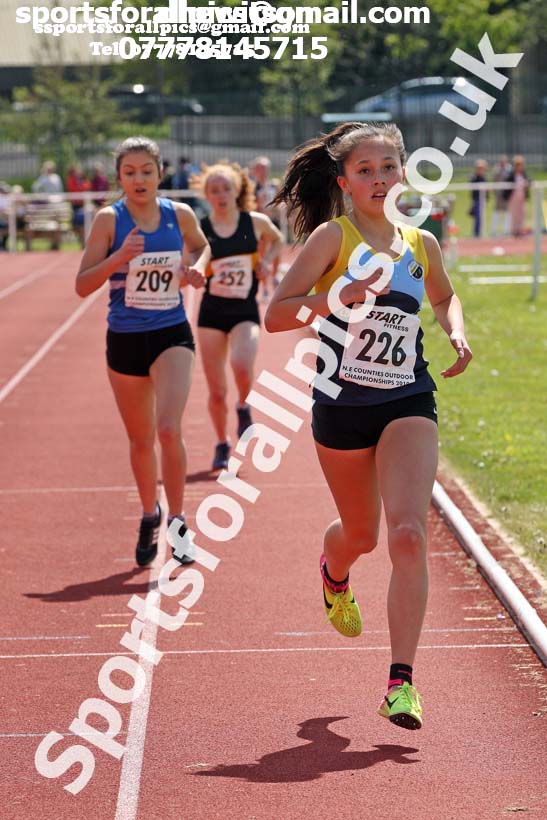 Womens under-17s 1500 metres, 2019 North Eastern Track and Field Champs., Middlesbrough. Photo:  David T. Hewitson/Sports for All Pics